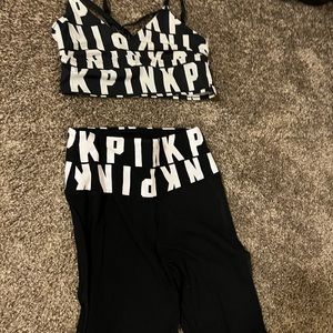 Pink crop top and leggings outfit